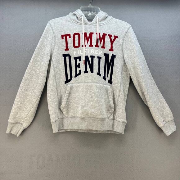 Tommy Hilfiger Tops - Tommy Hilfiger Denim Sweatshirt Women's Size S Gray Red and Blue Hoodie Preppy